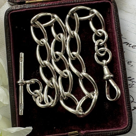 Victorian Heavy Duty Sterling Silver Silver Alber… - image 2