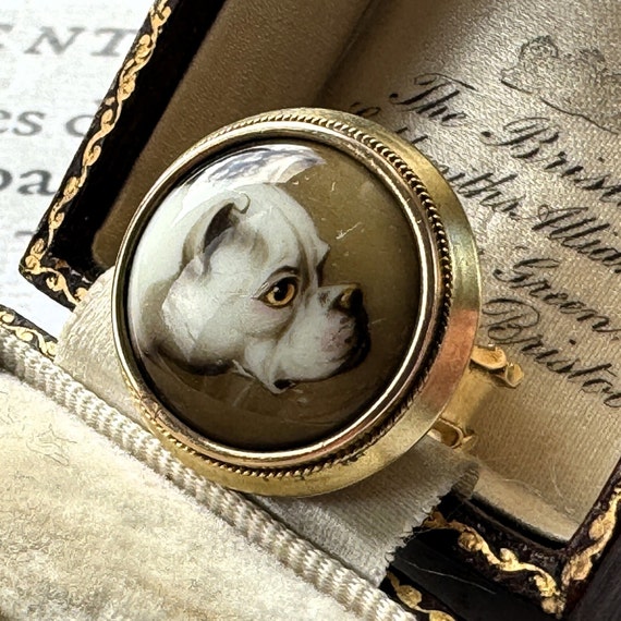 Victorian 18ct Gold English Bulldog Portrait Mini… - image 2