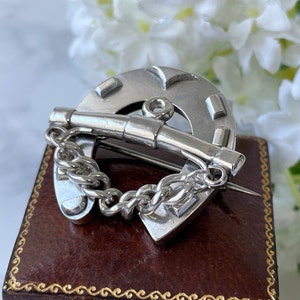 Victorian Sterling Silver Horseshoe & Bridle Bit Brooch. Antique Lucky Horseshoe Lapel/Stock/Cravat Pin. Antique Equestrian/Horse Jewelry image 3