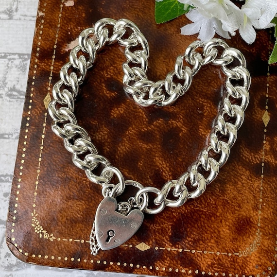 English Victorian Heart Lock Bracelet