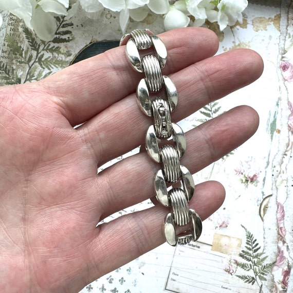 Vintage Art Deco Sterling Silver Tank Bracelet. A… - image 4