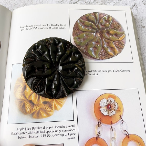 Huge 1930s Deep Carved Bakelite Flower Brooch. Vi… - image 2