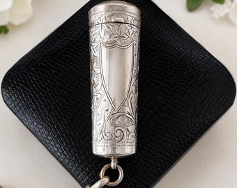 ビクトリア朝のスターリングシルバー製ミニチュア定規とプロペリング