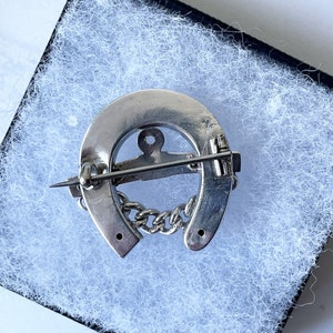 Victorian Sterling Silver Horseshoe & Bridle Bit Brooch. Antique Lucky Horseshoe Lapel/Stock/Cravat Pin. Antique Equestrian/Horse Jewelry image 6