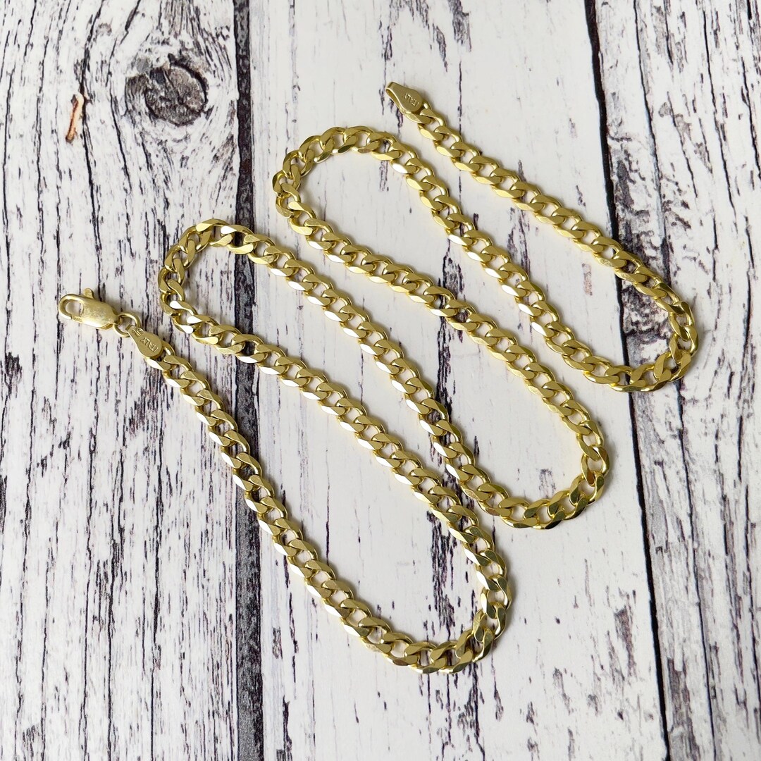 Chaîne Collier Italienne Vintage En Argent 925 Vermeil - Occasion Bon État