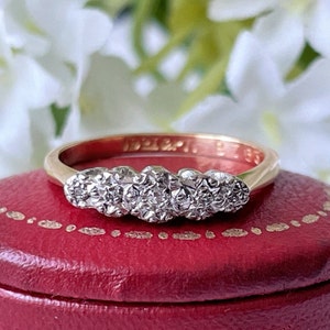 Antique 18ct Gold Star Set Diamond Ring. Edwardian/Art Deco 5-Stone Diamond Ring. 18ct Gold & Platinum Antique Engagement Ring