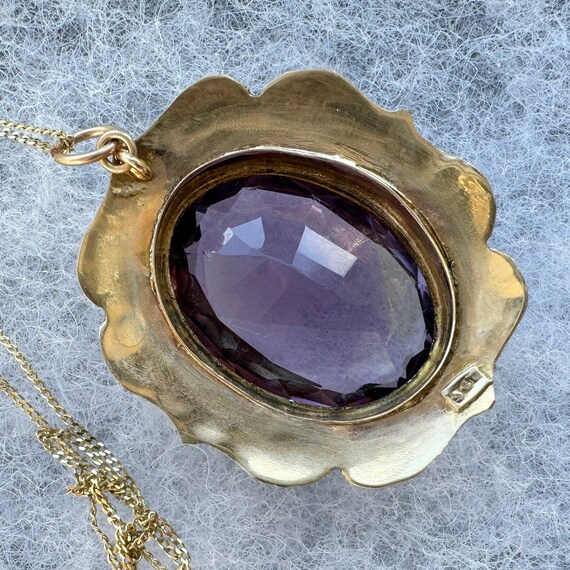 Vintage 9ct Gold 19.50ct Amethyst Solitaire Penda… - image 8