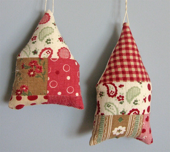Items similar to 2 Hanging Fabric Houses Door hanger Home decor