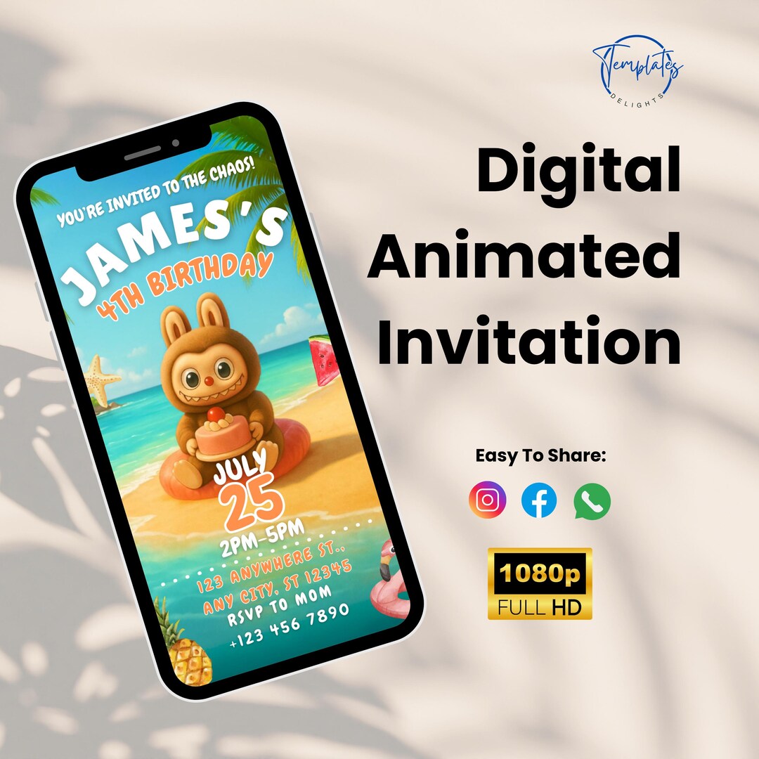 Labubu Party Animation Animated Labubu Birthday Invitation – Digital Party Invite for Kids - Etsy