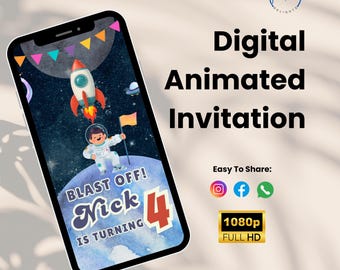 Animated Space Birthday Invitation – Rocket Ship Video Invite