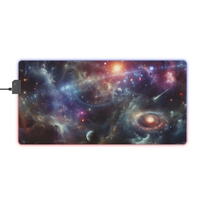 Cosmic LED Gaming Mouse Pad - Astronaut Vibes, Desk Accessory, Gamer Gift, Space Decor, RGB Desk Pad