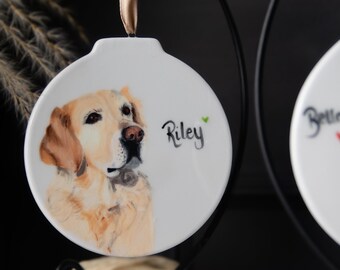 Hand Painted Pet Portrait Bauble: Custom Ceramic Keepsake