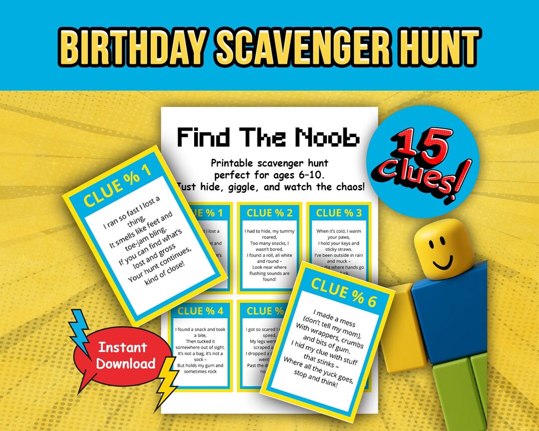 Birthday Scavenger Hunt for Kids – Printable Indoor Party Game With ...
