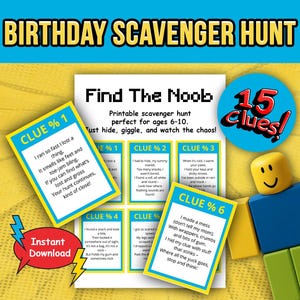 Birthday Scavenger Hunt for Kids – Printable Indoor Party Game with Clues (PDF Download)