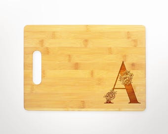 Floral Alphabet Cutting Board - Unique personalised kitchenware with an elegant floral design