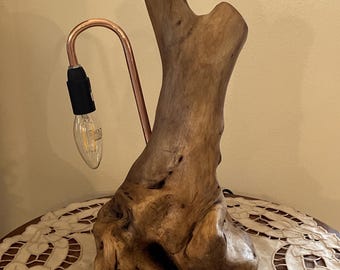 Italian Handmade Table Lamp – Solid Wood with Copper Details – Unique Artisan Lighting