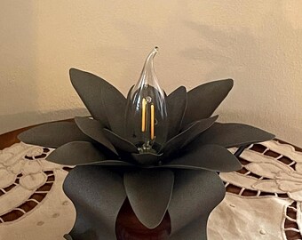 Rustic Modern Table Lamp – Solid Wood and Wrought Iron – Handmade in Italy