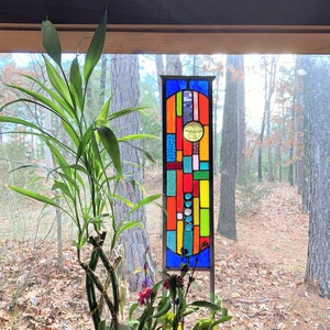 Stained Glass Garden Art glass garden yard art garden glass ornament flower garden suncatcher gift for gardener garden stake zdjęcie 1