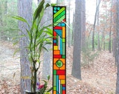 Stained Glass Window - glass panel suncatcher - abstract art glass - stained glass panel - suncatcher - gift for her - art glass