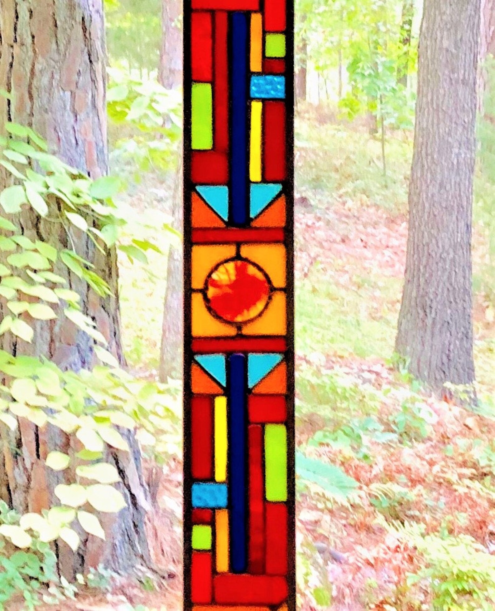 Stained Glass Window glass panel suncatcher abstract art Etsy