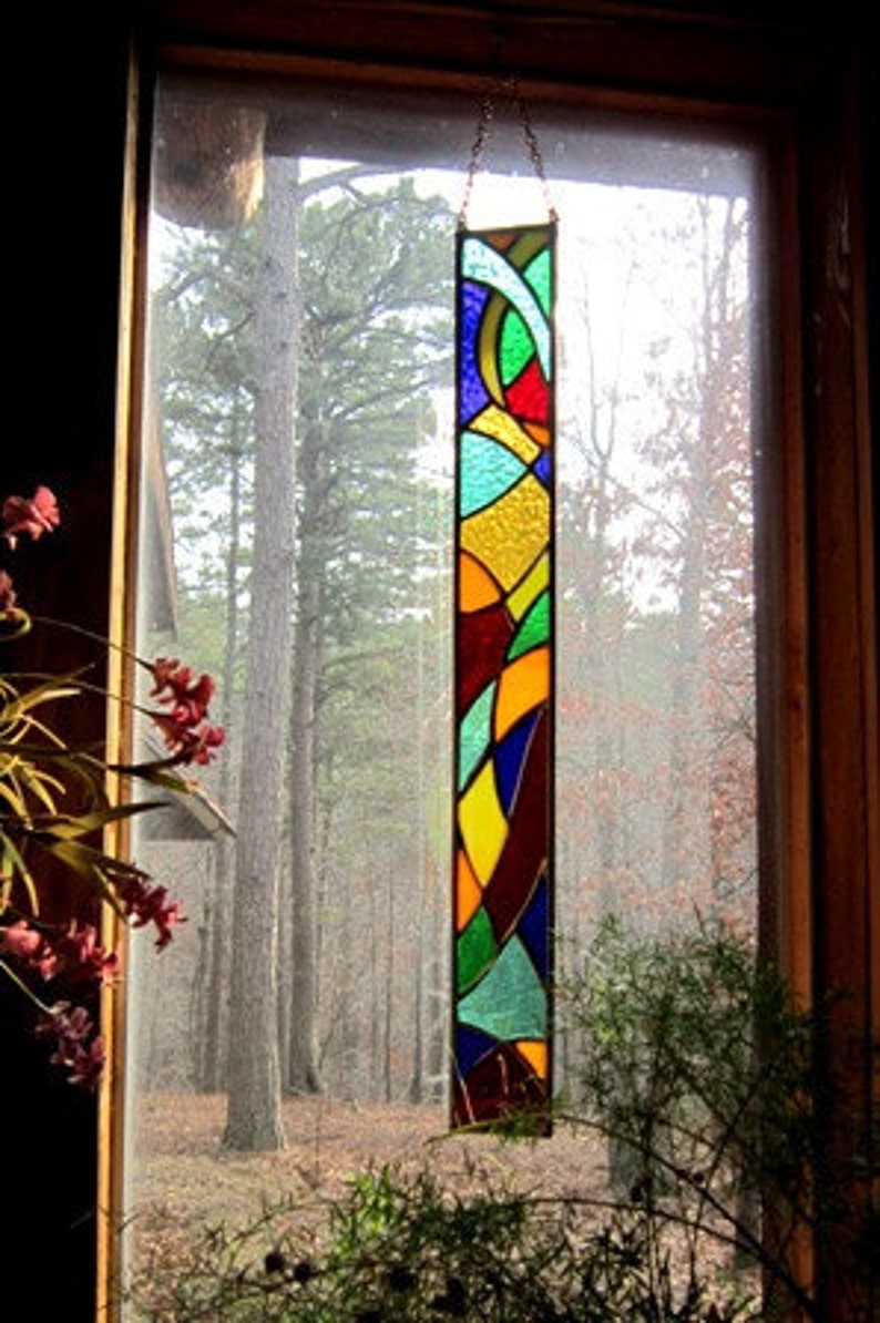 Stained Glass Panel stained glass panel church window design stained glass window gift for her art glass zdjęcie 5