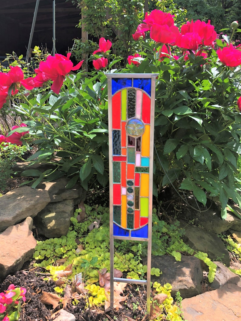 Stained Glass Garden Art glass garden yard art garden Etsy