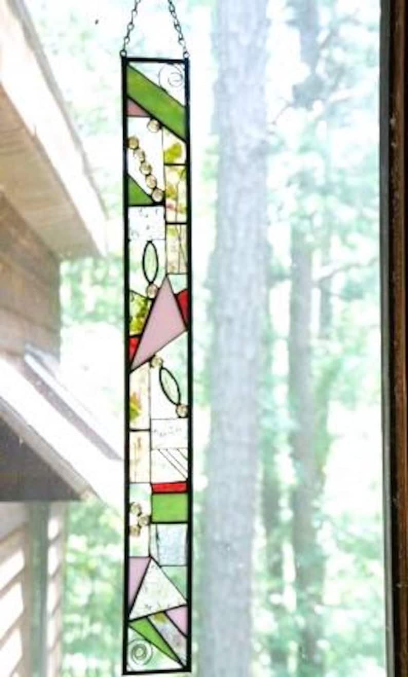 Abstract Stained Glass Window Panel – Colorful Springtime Design ...