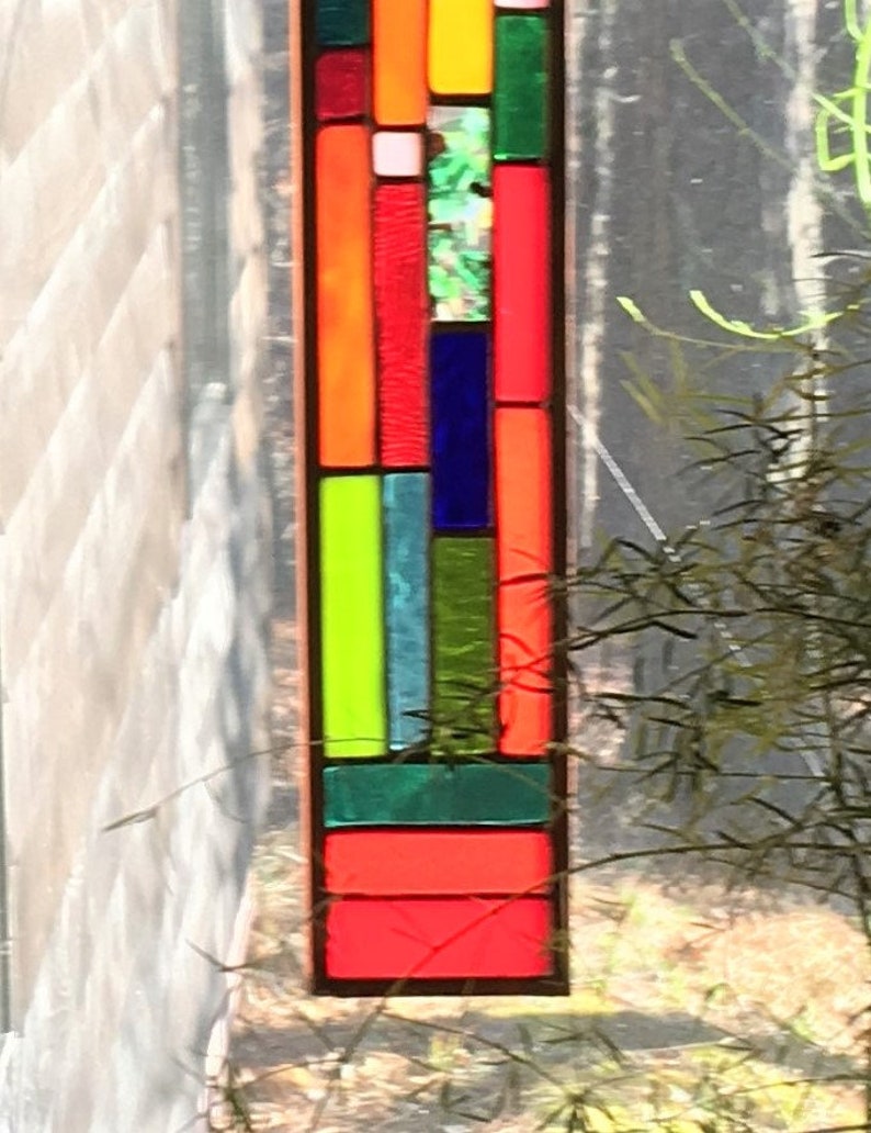 Stained Glass Window Glass Panel Suncatcher Abstract Art Etsy