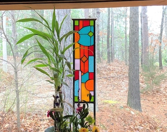 Stained Glass Garden Art - glass garden yard art - garden glass ornament - flower garden suncatcher- gift for gardener