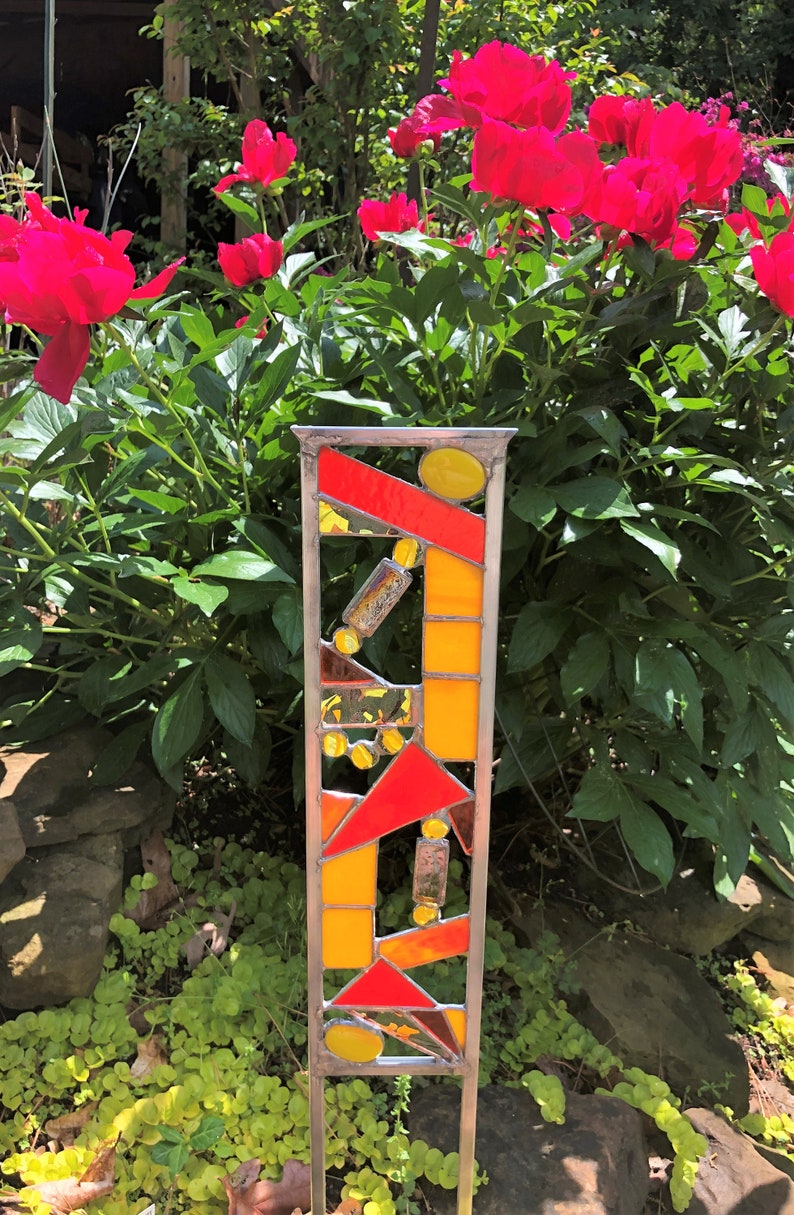 Stained Glass Garden Panel gift for gardeners patio Etsy