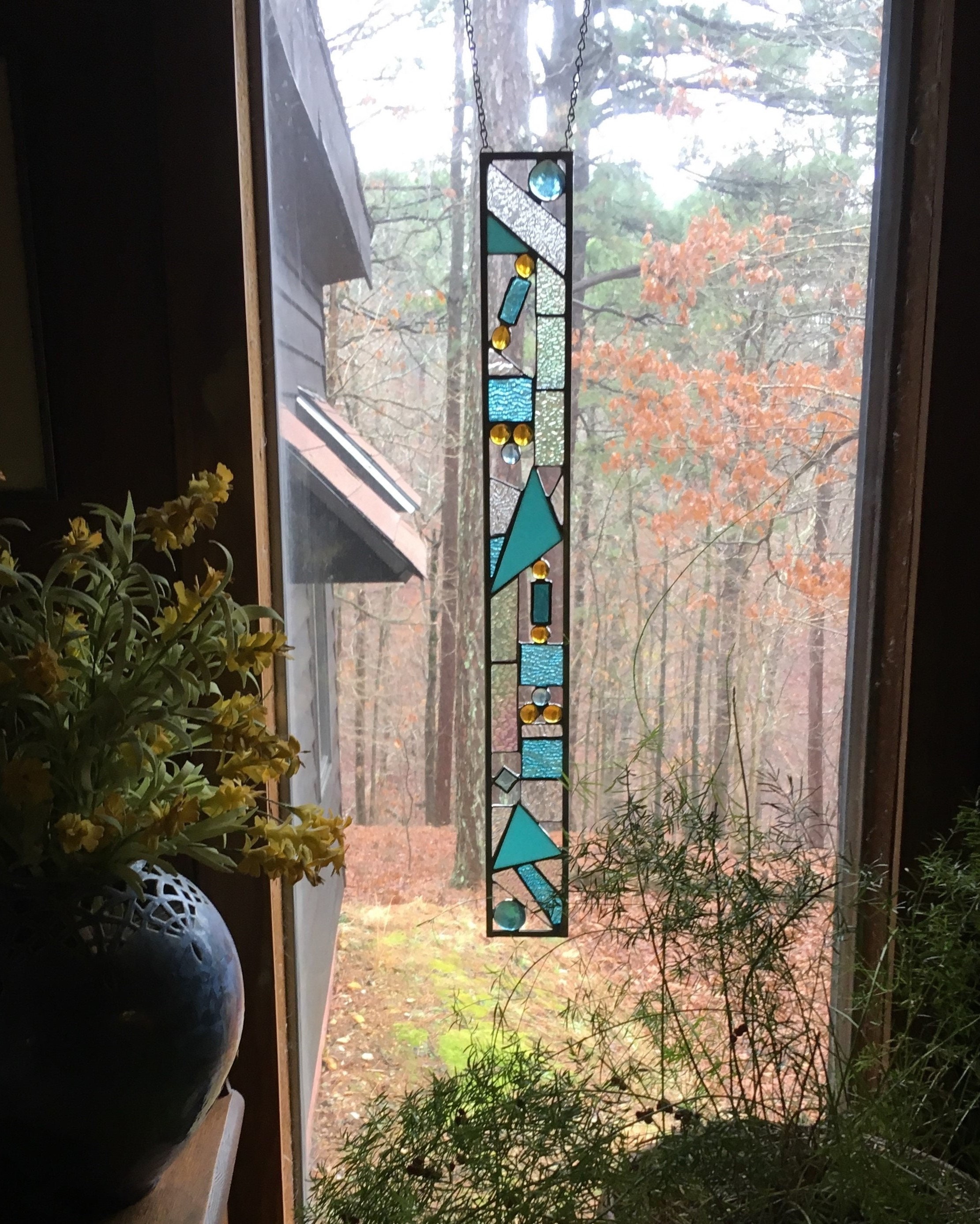 Beautiful stained glass panel gift art glass suncatcher Etsy