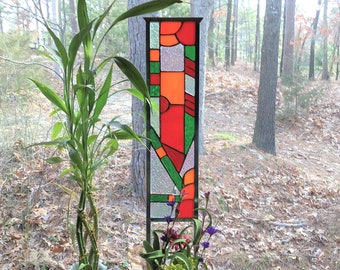 Stained Glass Garden Art - glass garden yard art - garden glass ornament - flower garden suncatcher - gift