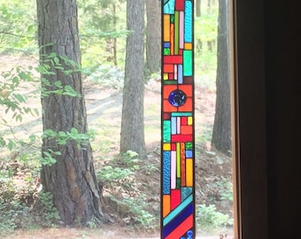 Stained Glass Window - glass panel suncatcher - abstract art glass - stained glass panel - suncatcher - gift for her