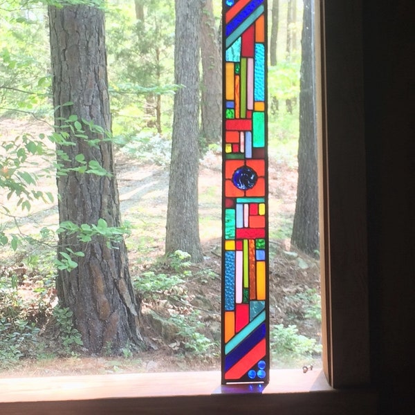 Stained Glass Window - glass panel suncatcher - abstract art glass - stained glass panel - suncatcher - gift for her