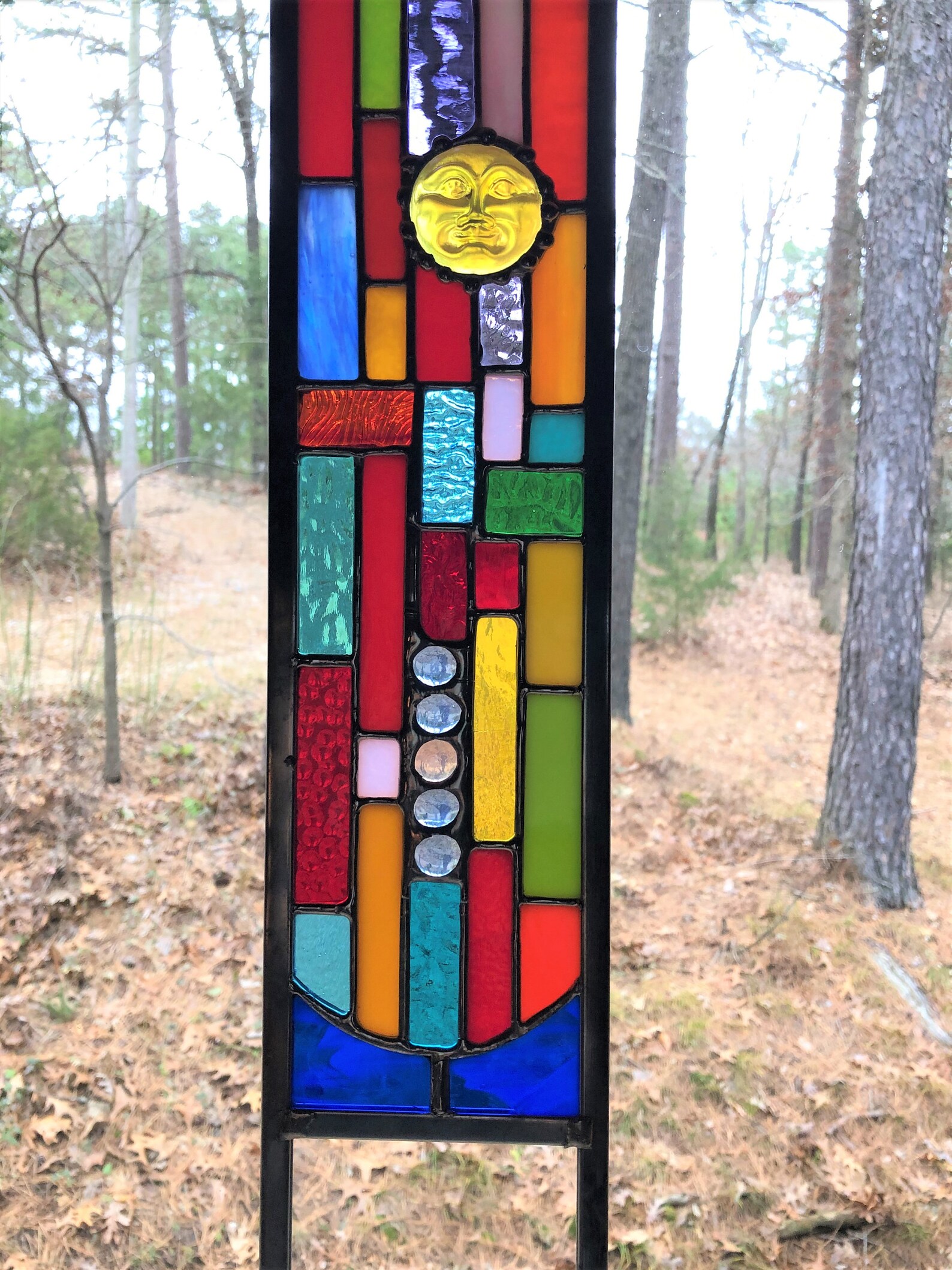 Stained Glass Garden Art Glass Garden Yard Art Garden Etsy
