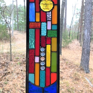 Stained Glass Garden Art glass garden yard art garden glass ornament flower garden suncatcher gift for gardener garden stake zdjęcie 4