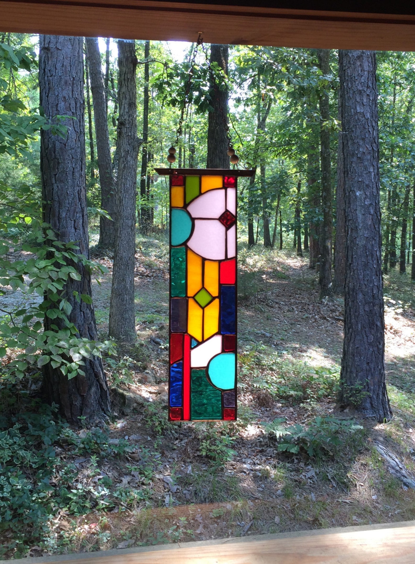 Abstract Stained Glass Suncatcher – Rainbow Sunscape Panel