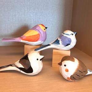 Hand Carved And Painted Wooden Bird Statues, Personalized Engraving Gift, Gift For Bird Lovers,Chubby Birds Hanging, Christmas Gift,Birthday