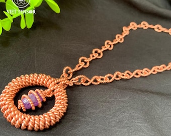 Tensor Torus Pendant 432Hz - 528Hz with Natural Amethyst