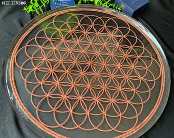Flower of Life Wall Art – Tensor Ring Sacred Geometry Decor (Size 50cm)