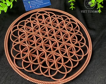 Flower of Life Copper Wall Art – Tensor Ring Sacred Geometry Decor (25cm/50cm)