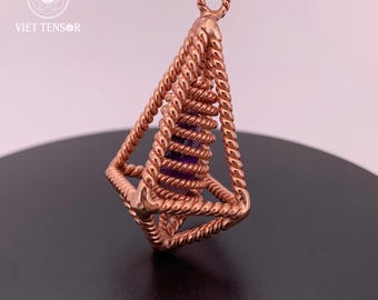 Golden Ratio Nubian & Giza Pyramid Copper Pendant with 188 MHz Tensor– Customizable Frequencies (144/177/333/432/528 MHz) – Handcrafted