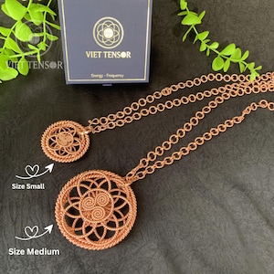 Flower of Life Tensor Pendant - Multi-Frequency (144/177/432/528 Hz) - Sacred Geometry Copper Necklace - EMF Protection Amulet