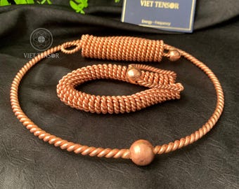 Pure copper Tensor water charging kit: Sacred Cubit ring, Acu-Vac coil, and feedback ring.