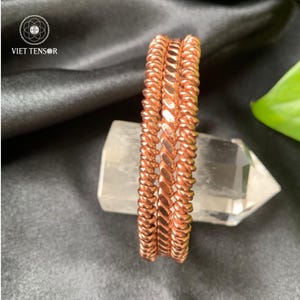 3-Strand Twisted Copper Tensor Ring Bracelet - Handwoven Pure Red Copper Energy Healing Bangle
