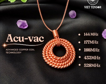 Tensor Pendant – 5 Frequencies •144 / 177 / 188 / 432 / 528 MHz • 99.99% Red Copper• Sacred Geometry