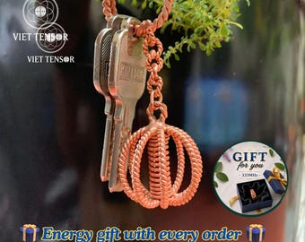 Tensor Harmonizer 177MHz Copper Keychain – Sacred Geometry Energy Accessory