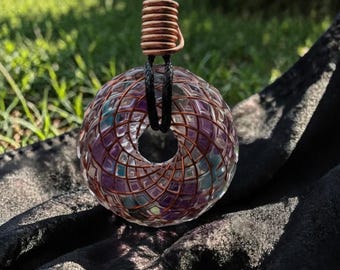 Rodin Coil Torus Pendant – Amethyst, Blue Apatite Orgonite Necklace