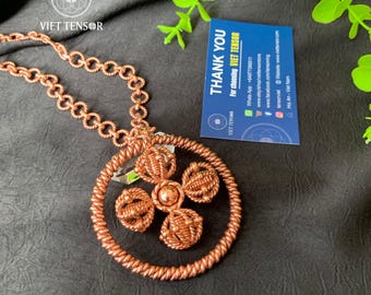 Copper Tensor Pendant | Double Vajra Sacred Geometry Necklace | 144MHz 432Hz Tuning