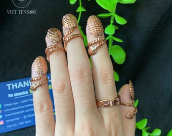 Pure Copper Nail Armor Rings | Adjustable Boho Claw Finger Jewelry